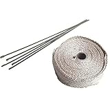 Fibra de vidrio, COLOR BLANCO Twowinds - 10 Metros Cinta Anticalorica Blanca Tubo Escape + 5 Bridas Sujecion
