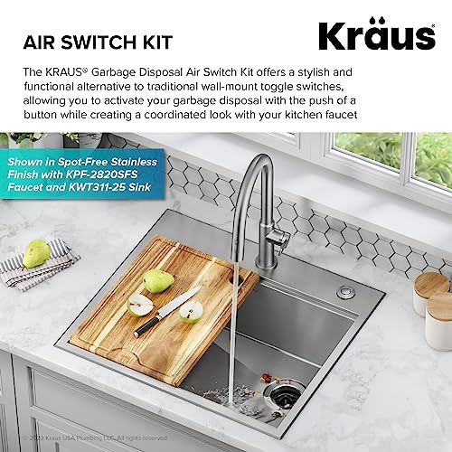 KRAUS Garbage Disposal Air Switch Kit in Matte Black with Push Button, AC Adapter, Power Cord, and Air Tube Included, KWDA-100MB - image 2