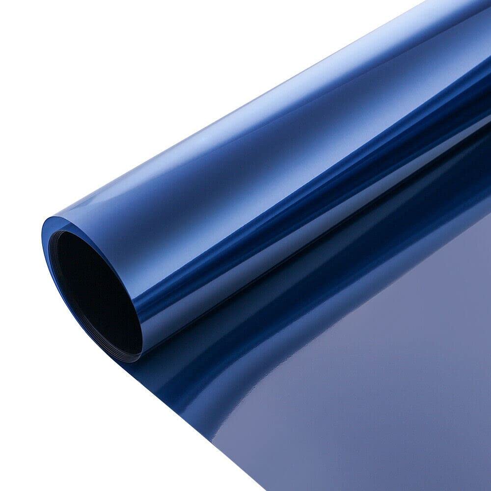 PSSC Window Film Reflective One Way Glass Privacy Solar Tint Self-Adhesive Dark Blue 30cm x 610mm