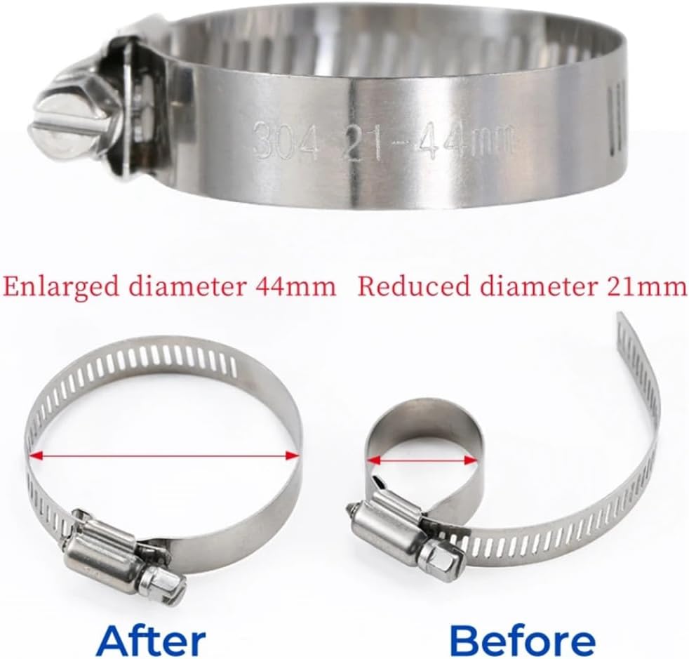 1/10/100pcs Adjustable Hose Clamp,Worm Drive Fuel Line Clamp for Air/Water Pipe,Stainless Steel Worm Gear Clip,10pcs 27,51mm