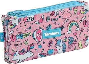 Tandem Estuche Escolar Portatodo 3 Bolsillos Independientes, Poliéster, 24,5 x 11 x 4 cm, Unicornio Magic