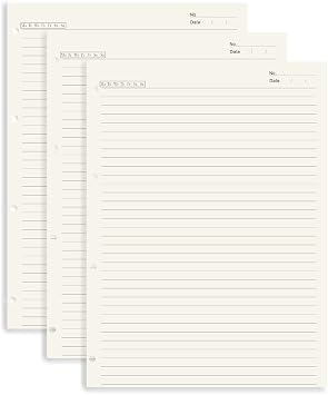 A4 Lined Refill Paper 3 Pack Loose Leaf 4-Hole Punched Filler Paper Refills Planner Binder Insert, 120 Sheets/240 Pages Binder Notebook Papers for A4 Travel Journal Diary