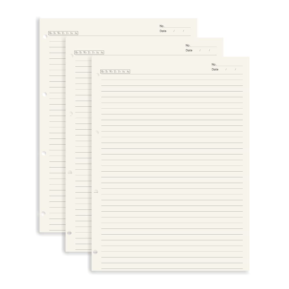 Papier ligné A4 perforé anti-bavure, pack de 3 recharges pour carnet de notes A4 - 7