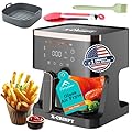 APSARAS USA Glass Air Fryer,5.2QT Air Fryer with Viewing Glass Pot,Transparent Fry Bowl for Best Cooking Results,Cook Shrimp, Steak, Fries, Wings, Chicken & More 97% Less Oil (Black and Gold)