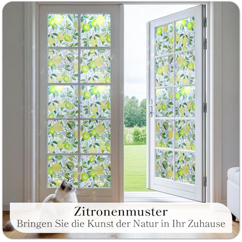 DARUITE Fensterfolie Bunt, Sichtschutzfolie Fenster, Zitronenbaum 60x200cm – Ansicht 4