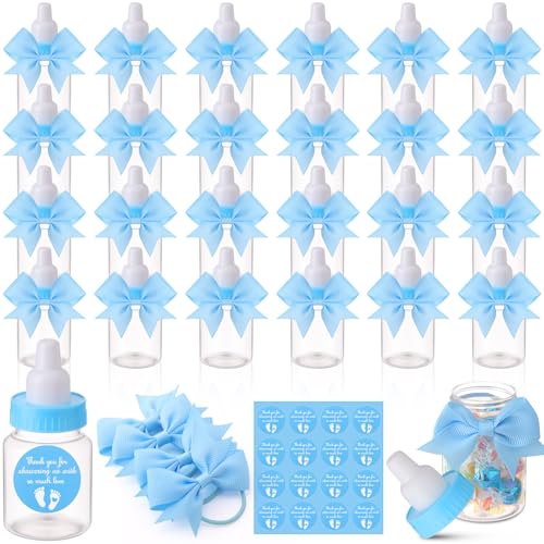 24 Sets 3.5 Inch Blue Mini Baby Bottles for Baby Shower Party Fav...