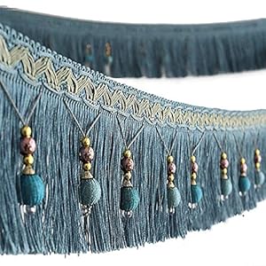 Yalulu Blaue Perlen Fransenborte 4 Meter SEW033