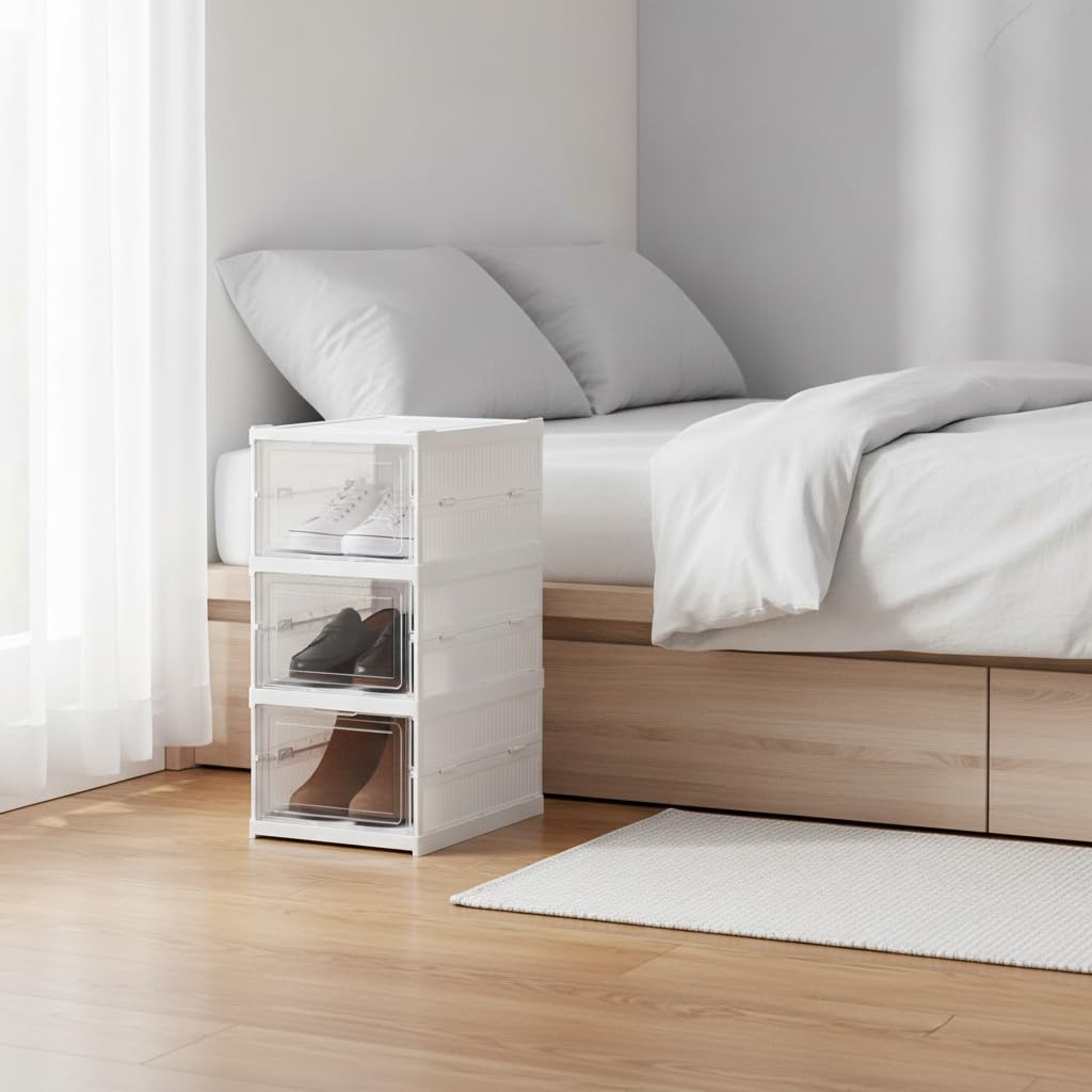 Organizer per Scarpe, Scatola Pieghevole, 3 ripiani
