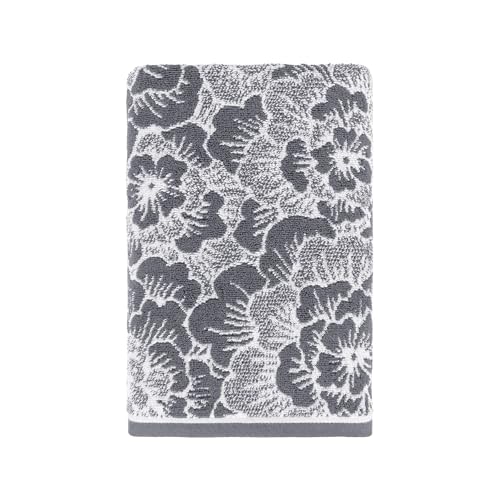 Image of MYTRIDENT Towels for Bath, Floral Collection, 100% Cotton Towel, 1 Pc Bath Towel (75 cm x 150 cm) - Grey