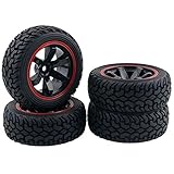 LAFEINA 1:10 Rally Car 75mm Rubber Tires and Wheel Rims for 1/10 Scale HSP 94123 HPI Kyosho Tamiya RC On Road Car(Black)
