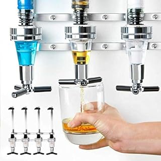 Wall Mounted Bottle Stand Optic Dispenser Drinks Wine Spirits Steel Bar Butler Stand Drinks Wine Dispenser Home Bar (4 Bottles)
