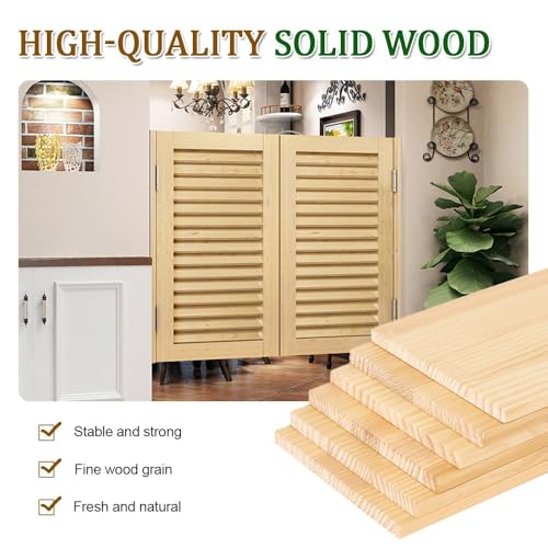Porte del salone in legno massello naturale, 180 oscillazioni con chiusura automatica, privacy Louvered per cucina, bar, facile da installare hardware incluso, personalizzate