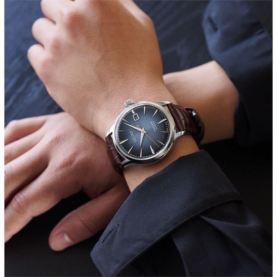 Image of SEIKO SRPK15J1,Men Presage,Mechanical,Automatic,Stainless,Silver,Leather,WR,SRPK15