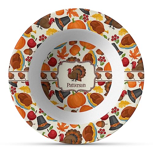 Personalized Traditional Thanksgiving Plastic Bowl - Microwave Safe - Composite Polymer