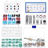 Car A/c Valve Core, 270 Pcs O-ring Kit, 60 Pcs Compressor Gasket Seals, 77 Piece Dust Cap 39 Piece Valve Core R12 R134a Kit O Ring Cap Compressor Port Seal Remover for A/c Refrigeration System