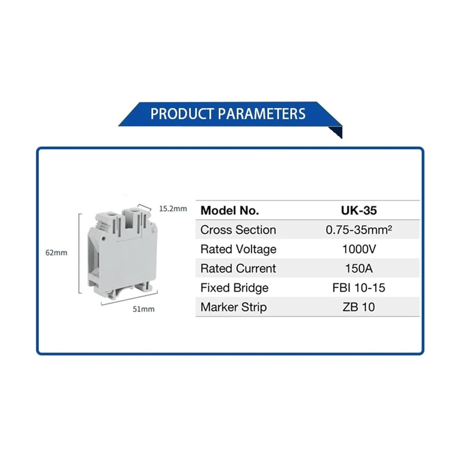 5pcs UK35 Screw Through-Board Connecting Wire Connector DIN Rail Terminal Block UK 35