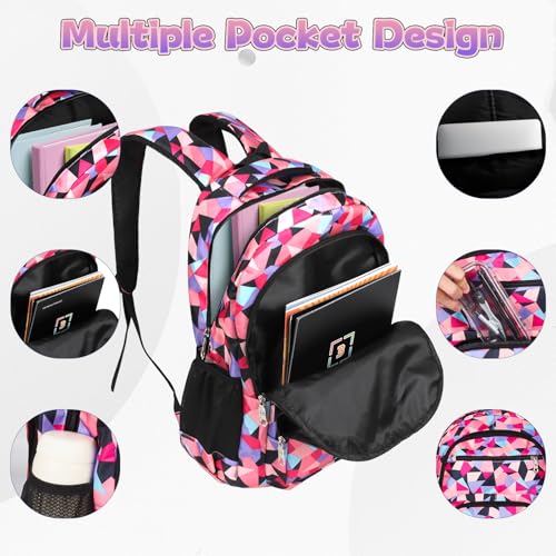 Yarmiene Schulrucksack Set für Teenager Mit Lunchtasche und Bleistiftbeutel, Schulranzen für Jungen und Mädchen 4+. Klasse, Lila