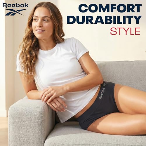 Image of Reebok Womens Hipster Panties 5 Pack Soft Stretch Underwear for Women | Moisture wicking hipster briefs with a tagless relaxed waistband Soft stretch fabric with a smooth, barely-there fit all day.