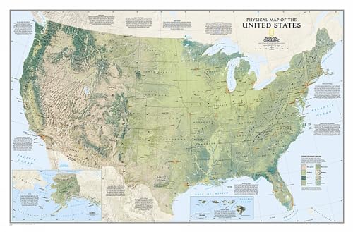 National Geographic United States Physical Wall Map (38.25 x 25.25 in) (National Geographic Reference Map)