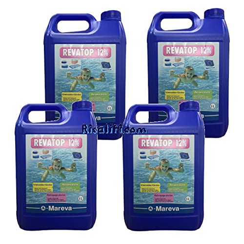 4x Alghicida, Antialga battericida Revatop 12% per trattamento piscine per recupero acqua verde 5 litri