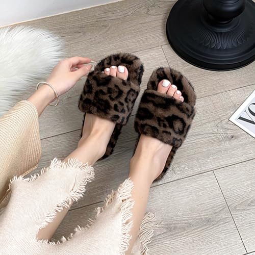 Womens Fuzzy Slides, Memory Foam House Slippers Open Toe, Comfy Fuzzy Slip On Non-Slip Womens Slippers3