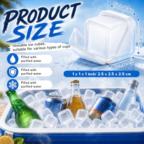 Image of 450 Pcs 15 lb Reusable Ice Cubes Bulk Clear Plastic Refreezable Cooler Cubes Keep Drinks Cool Longer Without Diluting Large Pack Ice Cube for Lunch Boxes Coolers Party Bars Camping Supplies