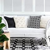 Inspired Ivory Decorative Boho Throw Pillow Covers 18x18 Inch Set of 4 - Woven Tufted & Tassel...