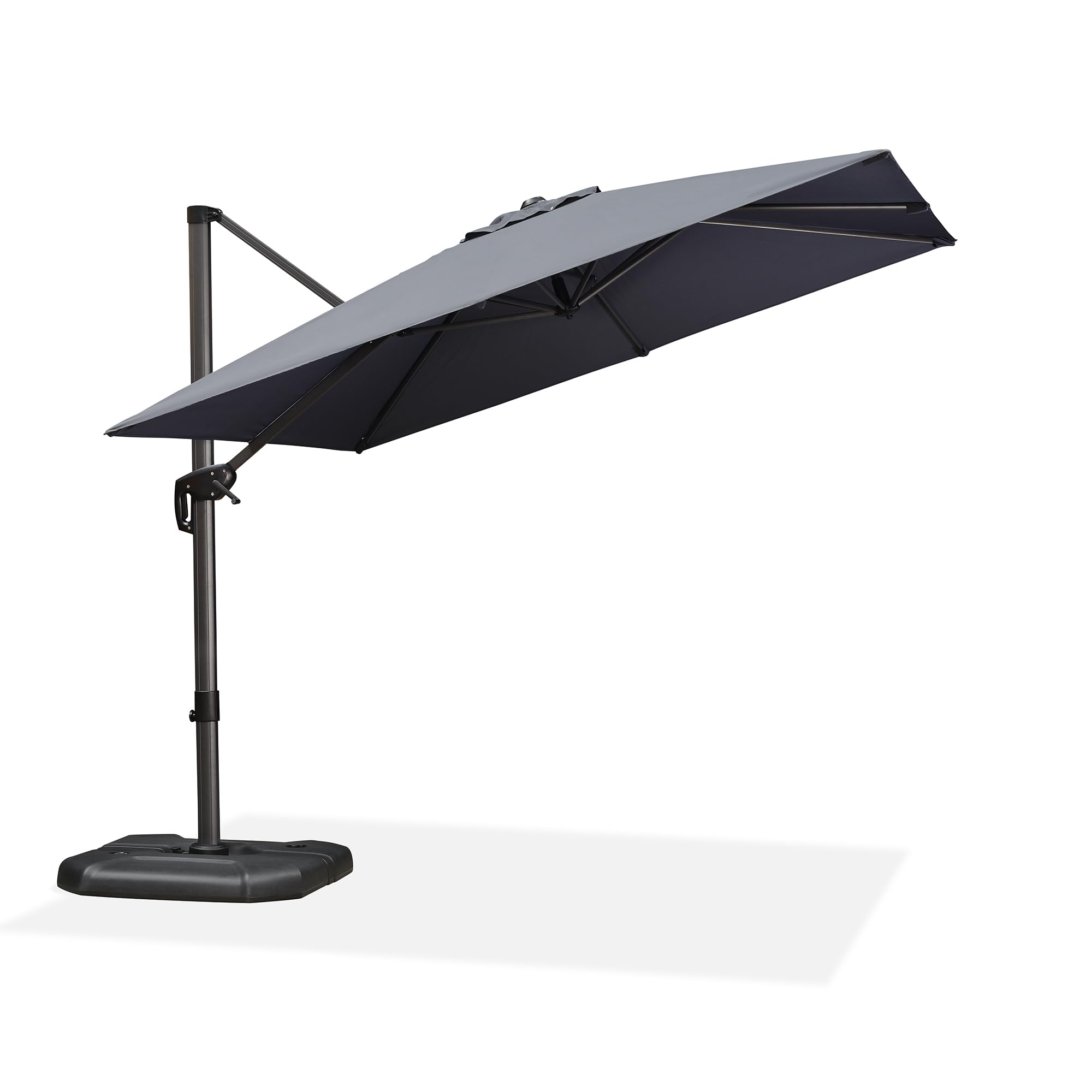 PURPLE LEAF Sombrilla Terraza Exterior 270 cm x 270 cm con Base en Cruz, Sombrilla Jardin de Aluminio Giratoria 360°, Protección UV, Gris
