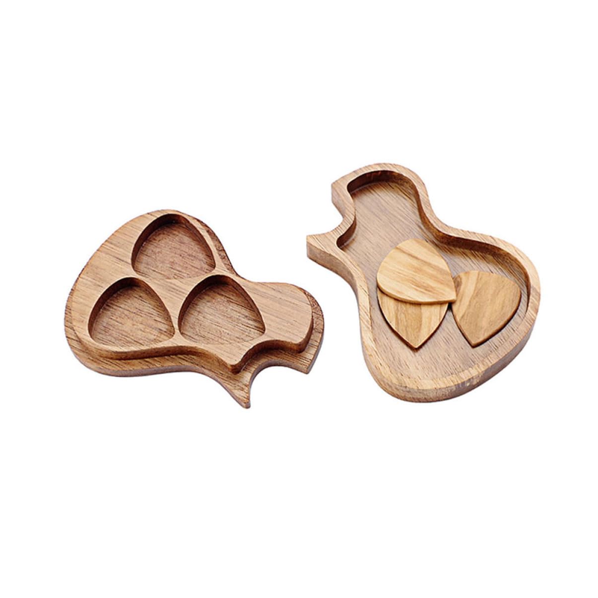2sets Plettri Legno Di Olivo Con Scatola Forma Di Chitarra Accessori Per Musicisti e Amanti Della Musica