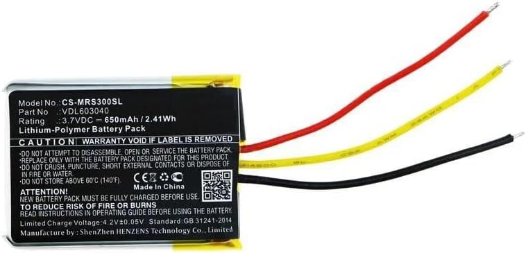 CoreParts Battery 2.41Wh Li-Pol 3.7V 650mAh Black for Wireless, VDL603040 (650mAh Black for Wireless Headset 2.41Wh Li-Pol 3.7V 650mAh Black for Marshall Wireless Headset Major II,)