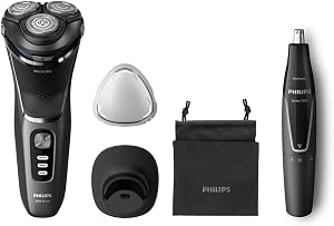 Philips Shaver 3000 Series & Nose Trimmer Series 1000 Set, Wet and Dry Electric Shaver, SkinProtect Technology, Pop-up Trimmer, Travel Pouch, Charging Stand, Amazon Exclusive