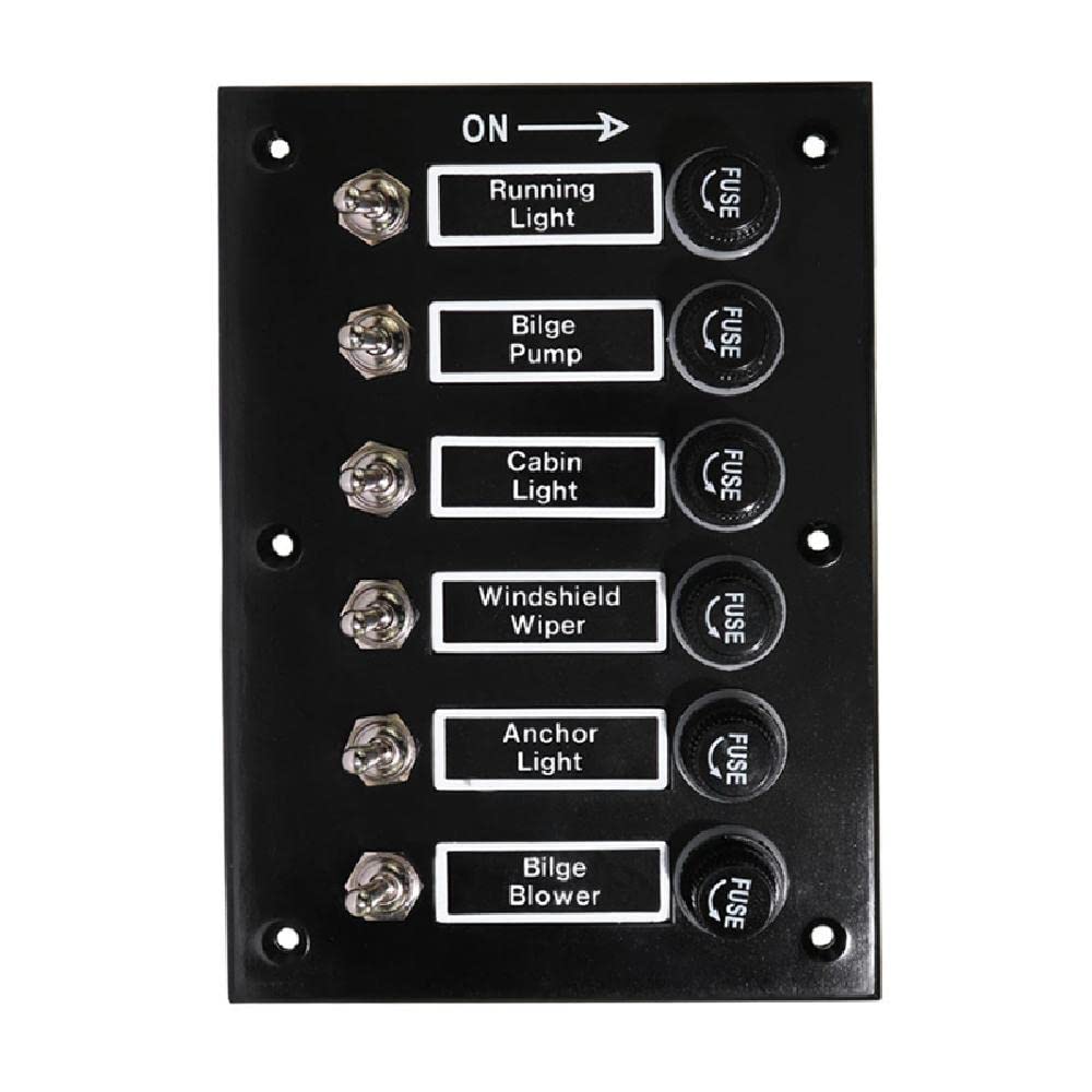 Pannello interruttore a bilanciamento 6 marce da 12/24 V impermeabile con presa USB doppia, caricabatterie, voltmetro, adatto per barca, marina, yacht, camper