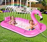 KingSom Splash Pad Sprinkler for Kids,Flamingo Splash Pad for Toddlers,Thicken Toddler Sprinkler Pool,Splash Play Mat Summer Outdoor Water Toys, Inflatable Splash Pad for Kids,Backyard Baby Kid Pool