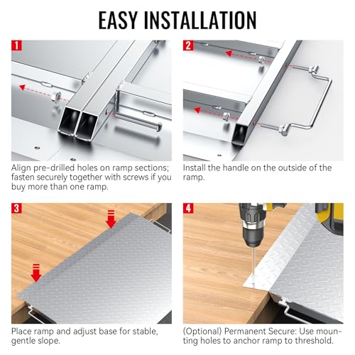 Upgraded Shed Ramp for Riding Mower 2PCS, 29" Lx48 W Anti-Slip Loading Ramps for Lawn Mowers,Pickup Trucks,Garage Threshold Doorway Tractor,Snow Blower,Garden Cart, 1500lbs Capacity by AUH - Image 7