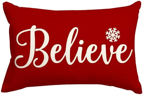 RABUSOFA Fundas de almohada lumbar de Navidad de 12 x 20 pulgadas, decoración de Navidad, fundas de almohada decorativas, fundas de cojín de Navidad