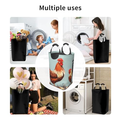 Panier à linge pliable autonome à motif poule pour la salle de bain - 6