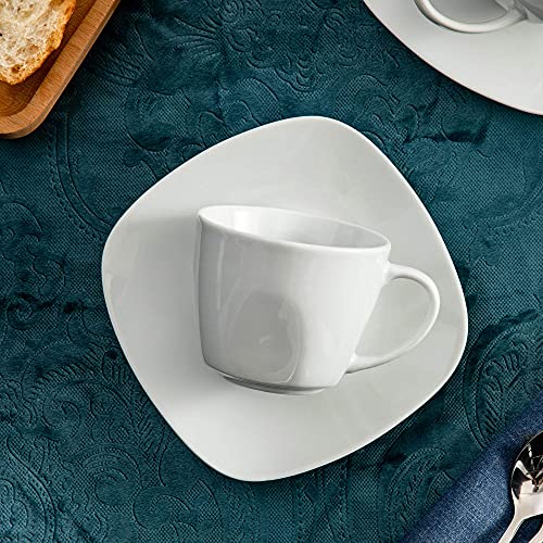MALACASA, Series Elisa,36 Piezas Juego de Cafe Vajillas de Porcelana 18 Tazas de Cafe 18 Platillos de Café, Blanco para… - Imagen 4