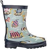  Hatley Printed Rain Boots Botas de agua de trabajo para chico, azul (Vikings/Forest), 20 (4 UK)