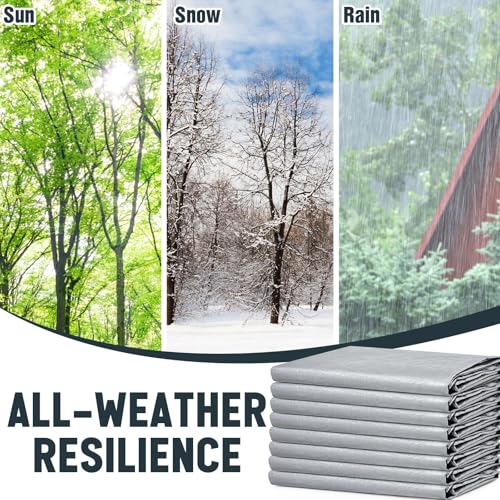 Image of 8 Pack Silver Tarps 6 x 8 ft, 5.5 Mil Waterproof Reflective Tarps, UV Resistant Sun Shade Tarp, Heavy Duty Roof Tarp for Roof Protection, Boat Cover, Rv Cover, Cars, Patio Furniture, Camping