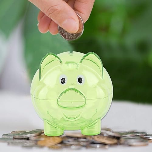 Miniatura 2 de Piggy Bank, Transparent Plastic Cute Creative Color Cartoon Pig Pig Bank Coin Money Cash Saving Box Lovely Furniture Ornaments Suitable for Gifts,