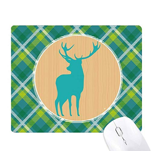 Tapis de souris deer animal bleu à motif grain de bois et grille pixel verte