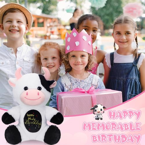 HyDren 9.8 Happy Plushy Birthday Cow Toys Cow Stuffed Animals Cute Soft Plush Gifts Birthday Party Decorations for Boys Girls - Thumbnail 6