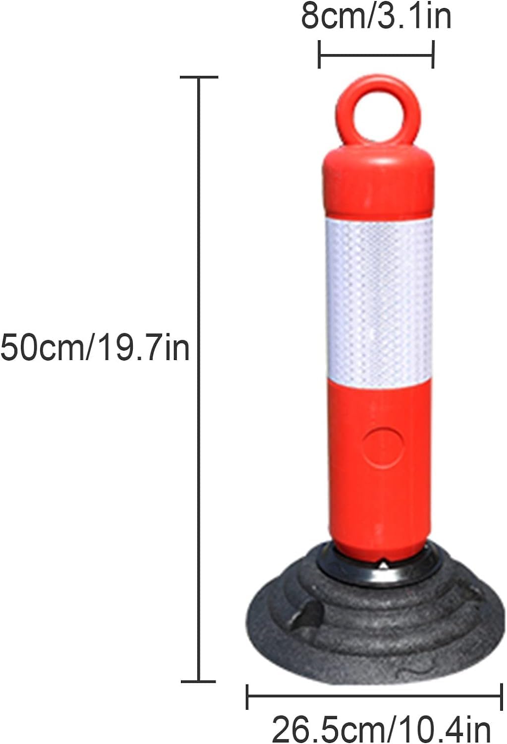 Safety Cones,Flexible Traffic Memory Post,Traffic Delineator Reflective Highway Contra Flow Delineator Barrier Portable Spring Posts with Rubber and Plastic Base (Size:50cm)