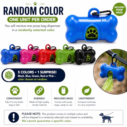 Dog Poop Bag Dispenser with Leash Clip, Portable & Leak-Proof Waste Bag Holder for Dogs, Durable Lightweight Design, Easy Pull Opening, Includes 1 Roll, Ideal for Walking & Travel.
