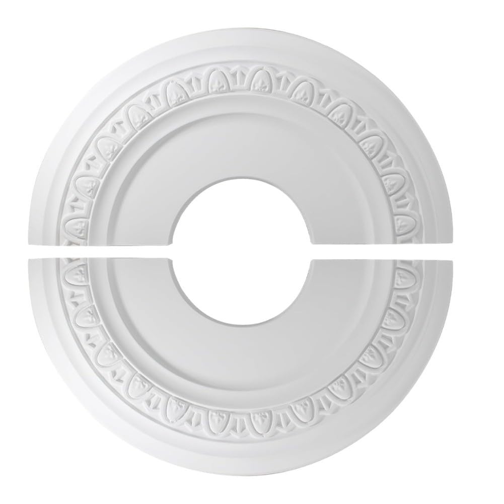 Medallón de techo de poliuretano blanco de 12 pulgadas, placa de techo desmontable para lámparas y ventiladores, decoración elegante con diámetro interior de 4 pulgadas, impermeable y resistente a