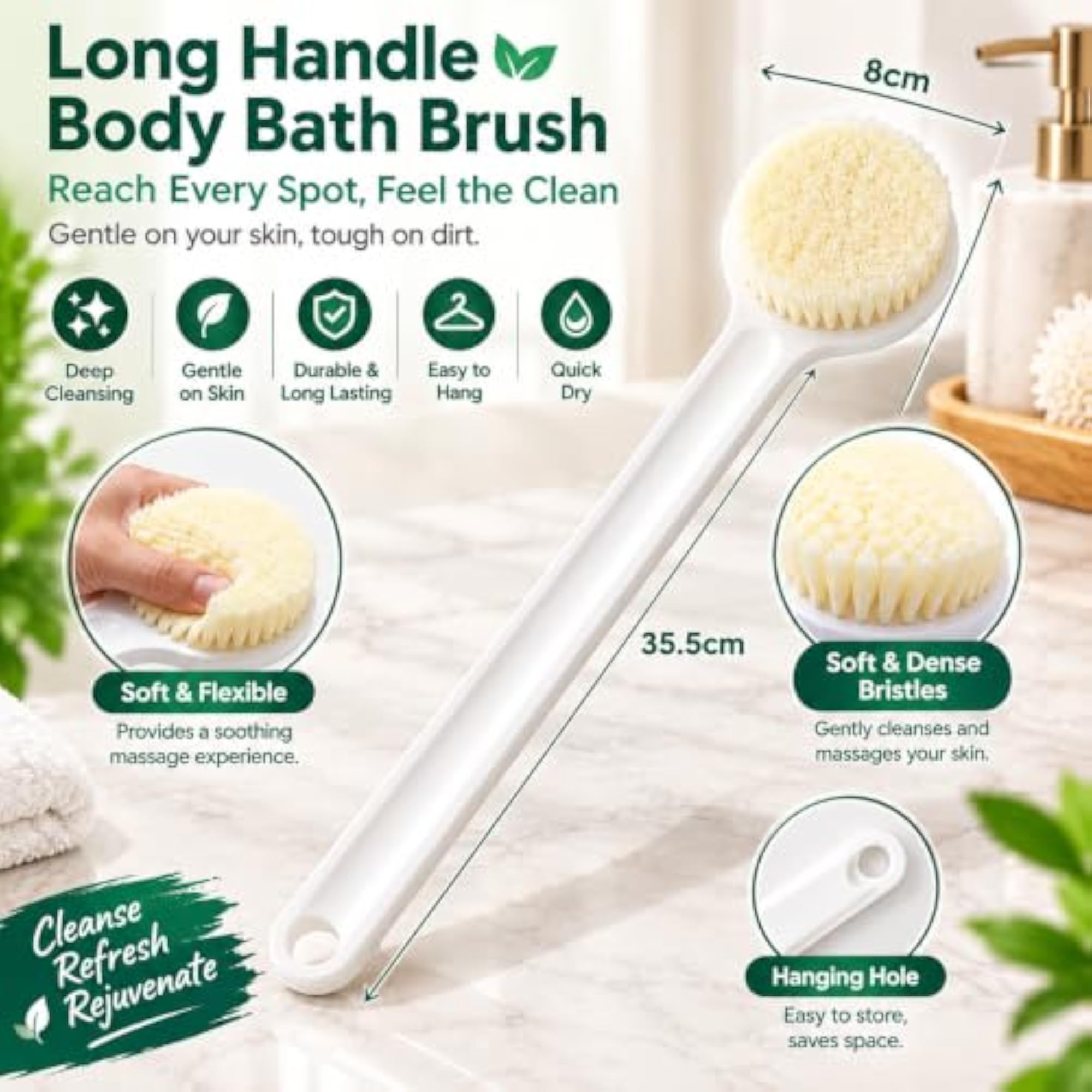 Back Scrubber with Long Handle for Bathing