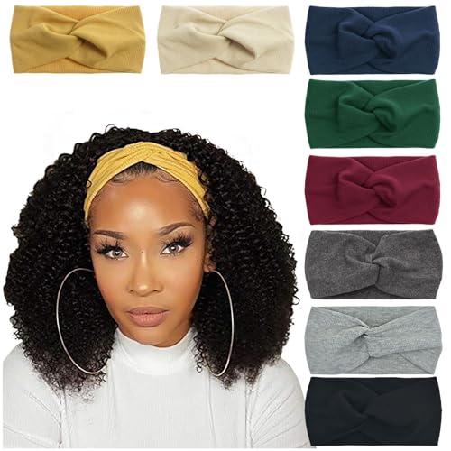 Image of DRESHOW 8 Pack Headbands for Women Yoga Knotted Headbands Elastic Criss Cross Hair Accessories Sports Head Wrap Non Slip