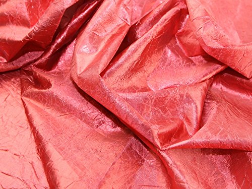 142,24 cm Lame extra anchos para hombre teníanlas de lluvia sobre acabado metálico tela rojo - por metro