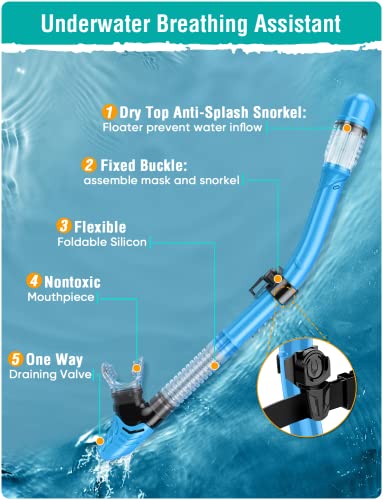 image for Seovediary Snorkel Set Adults Snorkeling Gear Anti-Fog Panoramic View 