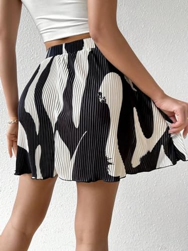 Verdusa Women's Casual Elastic High Waist Flare A Line Short Skirt2